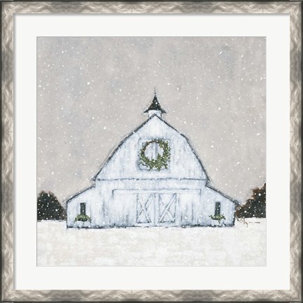 Framed Christmas Snowy Barn Print