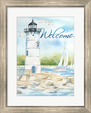 Framed East Coast Lighthouse portrait I-Welcome Print