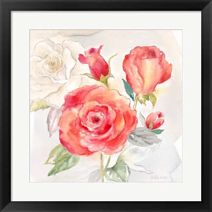 Framed Garden Roses I Print