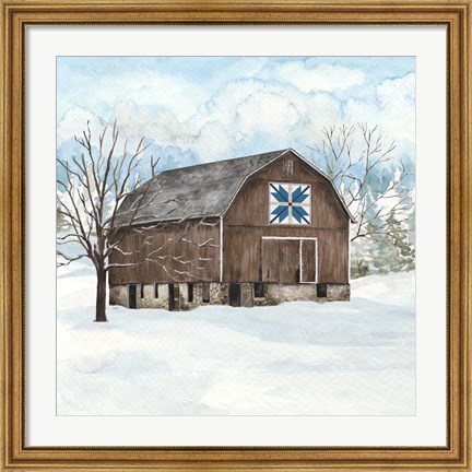 Framed Winter Barn Quilt III Print
