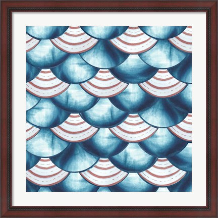 Framed Chinoiserie Abstract Fish Scales II Print
