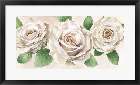 Framed Ivory Roses Landscape II Print