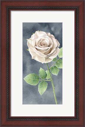 Framed Ivory Roses on Gray Panel II Print