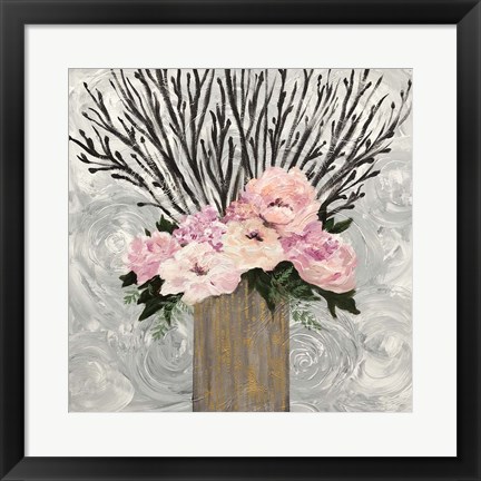 Framed Twiggy Floral Arrangement Print