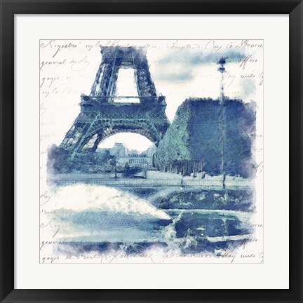 Framed Paris in Blue I Print
