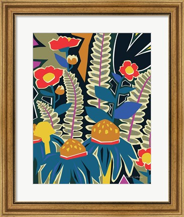 Framed Ferns and Wildflowers II Print
