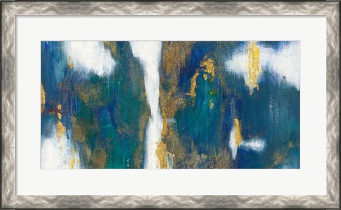 Framed Blue Texture I Gold Crop Print