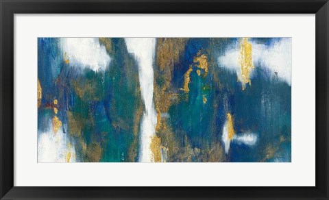 Framed Blue Texture I Gold Crop Print