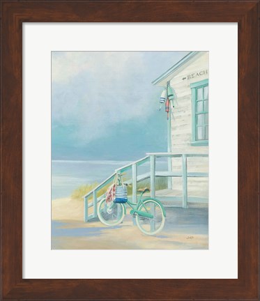 Framed Morning Ride to the Beach Crop Print