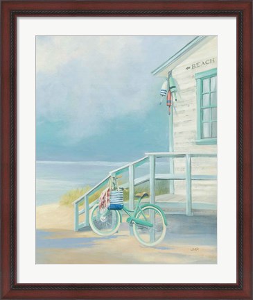 Framed Morning Ride to the Beach Crop Print