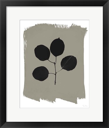 Framed Nature by the Lake Leaves II Gray Print