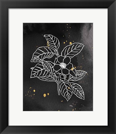 Framed Indigo Blooms I Black Print