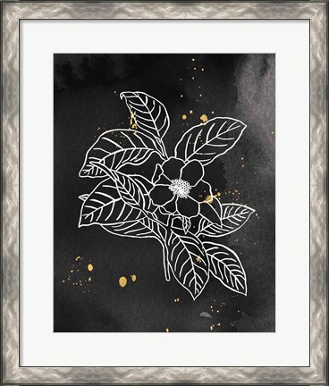 Framed Indigo Blooms I Black Print