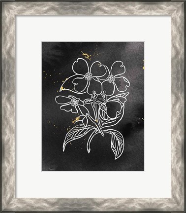 Framed Indigo Blooms III Black Print
