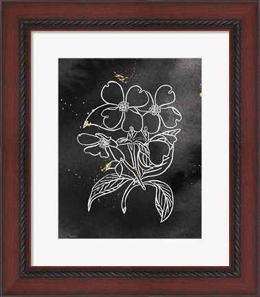 Framed Indigo Blooms III Black Print