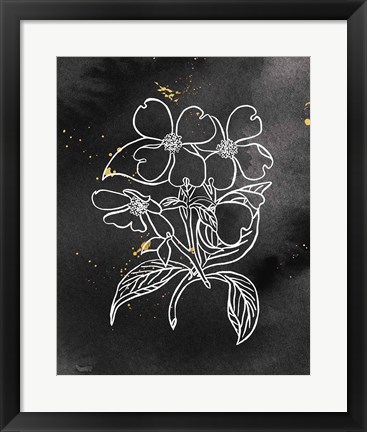 Framed Indigo Blooms III Black Print