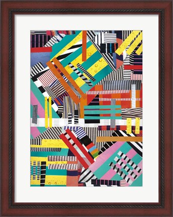 Framed Colorful Abstract Lines Print