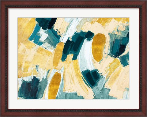 Framed Gold and Teal Afterglow Print
