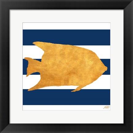 Framed Sea Creatures on Stripes II Print