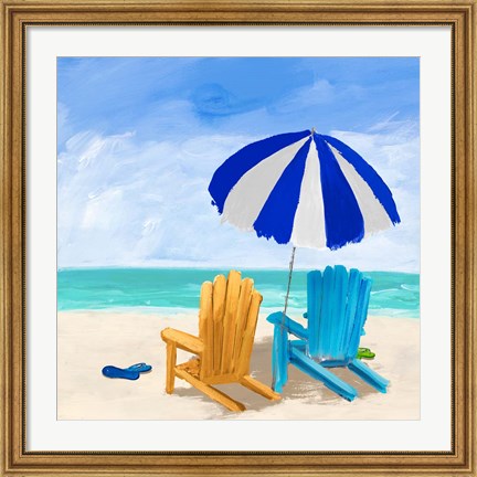 Framed Beach Chairs with Umbrella Print
