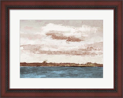 Framed Cloudy Shores and Pink Skies Print