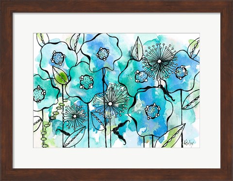Framed Blue Tone Garden Print