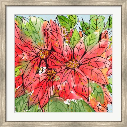 Framed Vibrant Poinsettias II Print