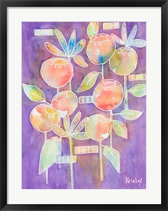 Framed Bubble Blossoms on Violet Print
