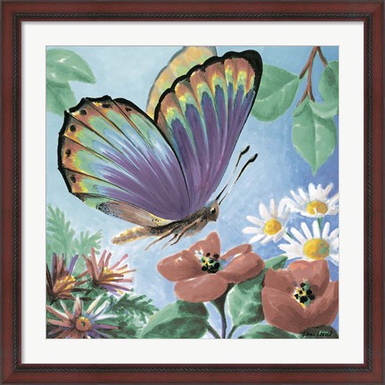 Framed Butterfly Flowers I Print