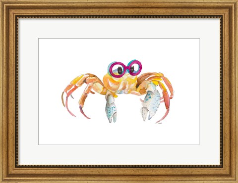 Framed Crab With Glasses Print