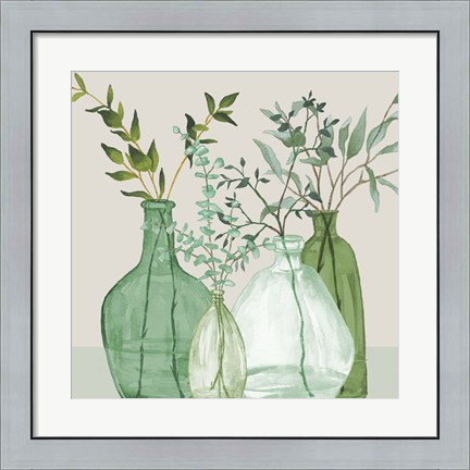 Framed Green Serenity Accents Print