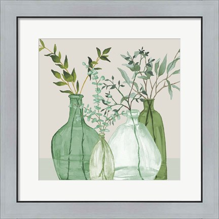 Framed Green Serenity Accents Print