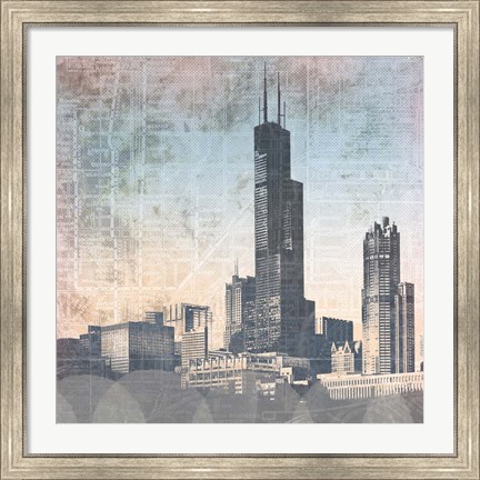 Framed Chicago Skyline I Print