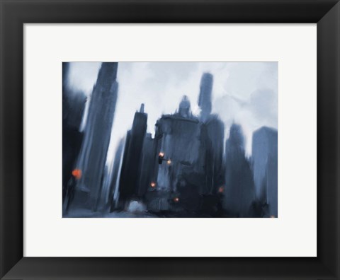 Framed Foggy Evening in the City Print