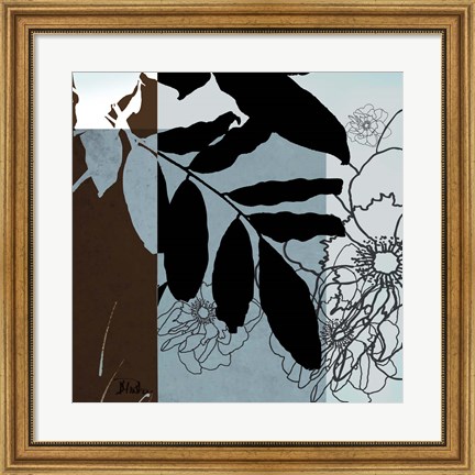 Framed Blue &amp; White Silhouette II Print