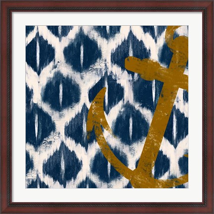Framed Nautical Ikat I Print