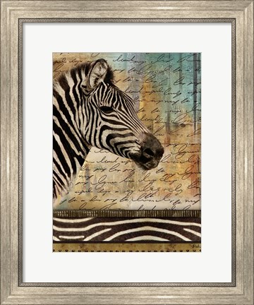 Framed Madagascar Safari with Blue II (Zebra) Print
