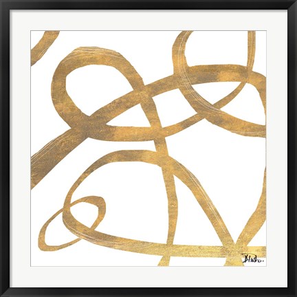 Framed Golden Swirls Square II Print
