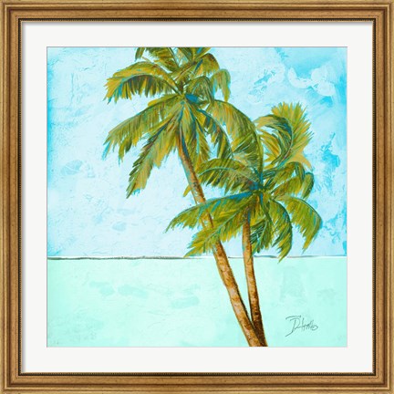 Framed Beach Palm Blue I Print
