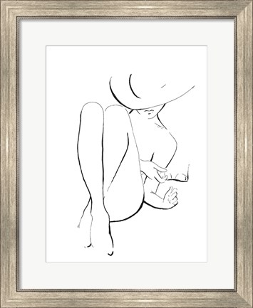 Framed Nude Holding Glasses Print