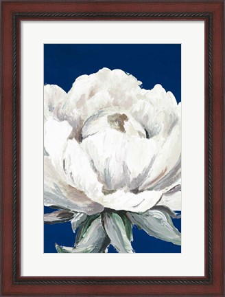 Framed Pretty Bloom On Blue Print