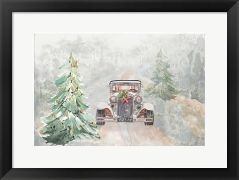 Framed Old Time Road at Christmas Print
