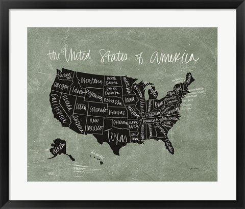 Framed Chalk USA Map Print