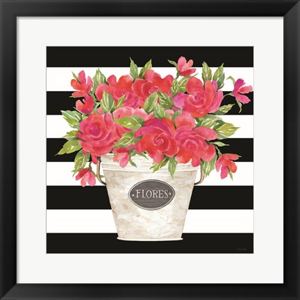 Framed Fuchsia Flores Stripes Print