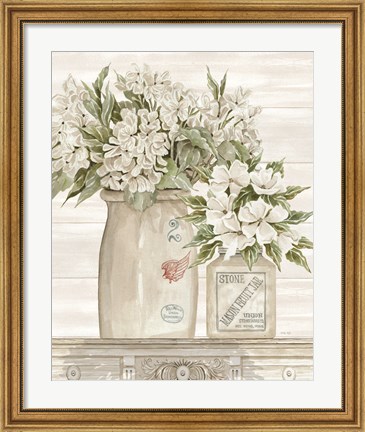 Framed Floral Country Crocks Print