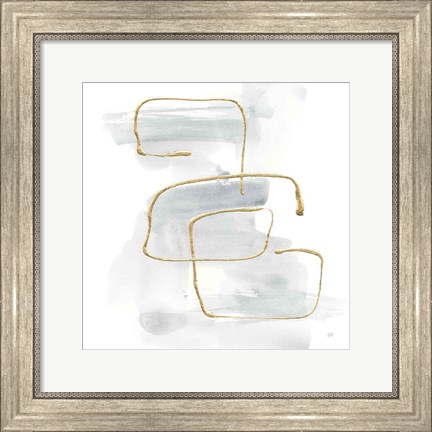 Framed Cool Gray Gold I Print