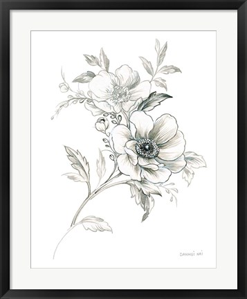 Framed Sketchbook Garden VII BW Print