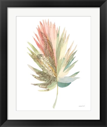 Framed Boho Tropical Leaf IV on White Print