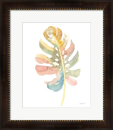 Framed Boho Tropical Leaf II on White Print