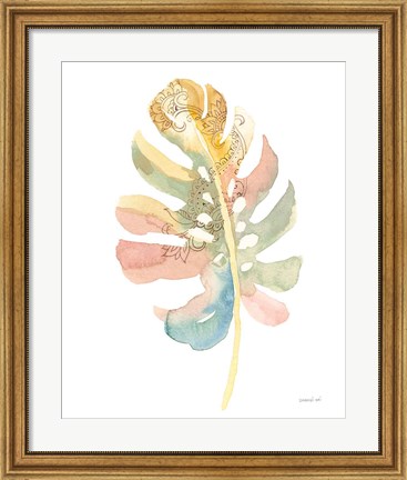 Framed Boho Tropical Leaf II on White Print